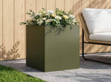 Garden Planter Olive Green 40 x 40 x 75 cm Cold-rolled Steel 8005378
