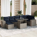 14 Piece Garden Sofa Set with Cushions Grey Poly Rattan Acacia 3326842