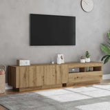 TV Cabinet with LED Lights Artisan Oak 180x35x40 cm Engineered Wood 3329164