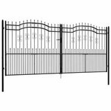 Fence Gate KAMPEN with Spear Top Black 394.5x172 cm Steel 151103