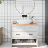 Bathroom Countertop Light Brown 100x40xcm Treated Solid Wood 3156130