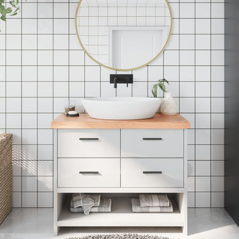 Bathroom Countertop Light Brown 100x40xcm Treated Solid Wood 3156130