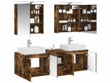 Bathroom Cabinet Set 5 pcs Smoked Oak Engineered Wood 3406395