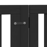 Dog Gate with Door Foldable 12 Panels Black 600 cm Poplar Wood 3155657