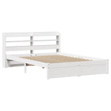 ZNTS Bed Frame with Headboard without Mattress White 140x190 cm 3306729