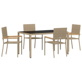 Garden Dining Set 5 pcs Beige Poly Rattan 3365392