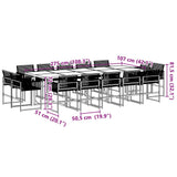 Garden Dining Set Black PE rattan Large Stackable 3295041