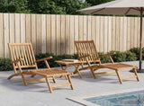 Folding Deck Chair with Table 2 pcs Natural Solid Teak Wood 3426520
