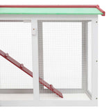Outdoor Large Rabbit Hutch Red and White 145 x 45 x 84 Wood 170842
