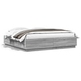 Bed Frame with LED without Mattress Grey Sonoma 200x200 cm 3209588