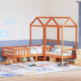 Bed and Bench Set with Roof without Mattress Wax Brown 90x200 cm 3282176