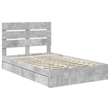 Storage Bed Concrete Grey 135 x 190 cm Engineered Wood 3411905