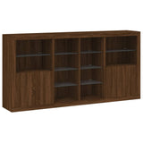 Sideboard with LED Lights Brown Oak 202x37x100 cm 3209190