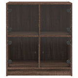Side Cabinet with Glass Doors Brown Oak 68x37x75.5 cm 836384