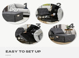 Fabric Sleeper Chair, Folding Chair Bed with Adjustable Backrest, Pillow, Side Pockets for Living T3398P377944