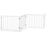 Dog Gate with Door Foldable 6 Panels White 480 cm Poplar Wood 3155561