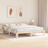 Bed Frame with Headboard Natural 200 x 200 cm Solid Pine Wood 872638