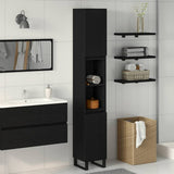 Bathroom Cabinet Black Oak 30 x 30 x 190 cm Engineered Wood 862883