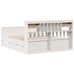 ZNTS Bookcase Bed without Mattress White 180x200 cm Super King Solid Wood Pine 3308913