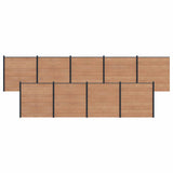 Fence Panel 9 pcs WPC and Aluminium Brown 3429383