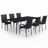7 Piece Garden Dining Set Black 3099399