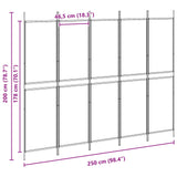 5-Panel Room Divider Beige 250 x 200 cm Fabric 42039221