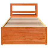 Bed Frame with Headboard Wax Brown 90x200 cm Solid Wood Pine 3306353