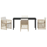 Garden Dining Set 5 pcs Beige Poly Rattan 3380635