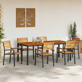 Garden Dining Set 7 pcs Black Solid Acacia Wood 3284403