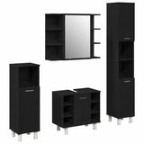 Bathroom Furniture Set with Door 4 pcs Black 30 x 30 x 179.5 cm 3333047