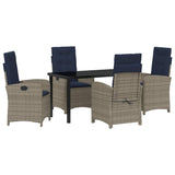 Garden Dining Set with Cushion 5 pcs Grey Poly Rattan 3380353