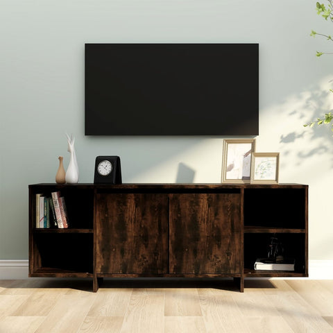 TV Cabinet Smoked Oak 130x35x50 cm Engineered Wood 813053