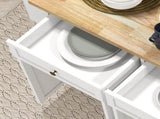 Rolling Kitchen Island Storage Trolley with Rubber Wood Top & Drawers for Dining Room, White T3398P329526