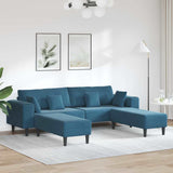 Velvet Sofa with Cushion 3 pcs Blue 208 cm Velvet 3335171