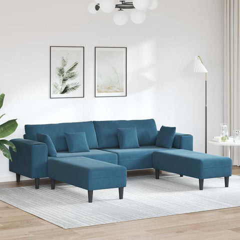 Velvet Sofa with Cushion 3 pcs Blue 208 cm Velvet 3335171