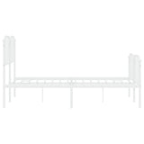 ZNTS Metal Bed Frame with Headboard and Footboard White 140x190 cm 373954