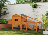 Wooden Chicken Coop with Run, Nesting Box, Slide-out Tray, Ramp, Perches, Asphalt Roof, 179 x 67 x T3398P425404