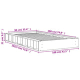 Bed Frame without Mattress Wax Brown 90x190 cm Single Solid Wood Pine 844433