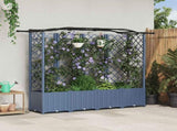 Raised Bed with Trellis and Roof Grey 204 x 40 x 141 cm PP 42032562