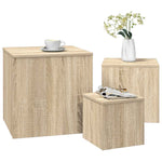 Side Tables 3 pcs Sonoma Oak Engineered Wood 808588
