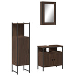 ZNTS 3 Piece Bathroom Furniture Set Brown Oak Engineered Wood 3214819