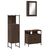 ZNTS 3 Piece Bathroom Furniture Set Brown Oak Engineered Wood 3214819