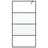 Walk-in Shower Wall Black 100x195 cm Half Frosted ESG Glass 152127