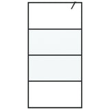 Walk-in Shower Wall Black 100x195 cm Half Frosted ESG Glass 152127