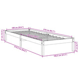 Extra Long Bed Frame without Mattress 100x210 cm Solid Wood Pine 852404