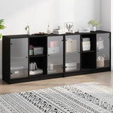 Bookcase with Doors Black 204x37x75 cm Engineered Wood 3206532