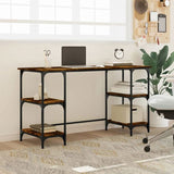 Desk Smoked Oak 140x50x75 cm Metal and Engineered Wood 845328