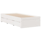 Bed Frame without Mattress with Drawers White 75x190 cm Small Single Solid Wood Pine 3308829