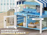 Kids Mud Kitchen Outdoor with Stoves, Sink, Faucet, Storage Shelves, Cookware Accessories for Boys T3398P551666
