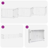Dog Gate with Door Foldable 6 Panels White 480 cm Poplar Wood 3155729